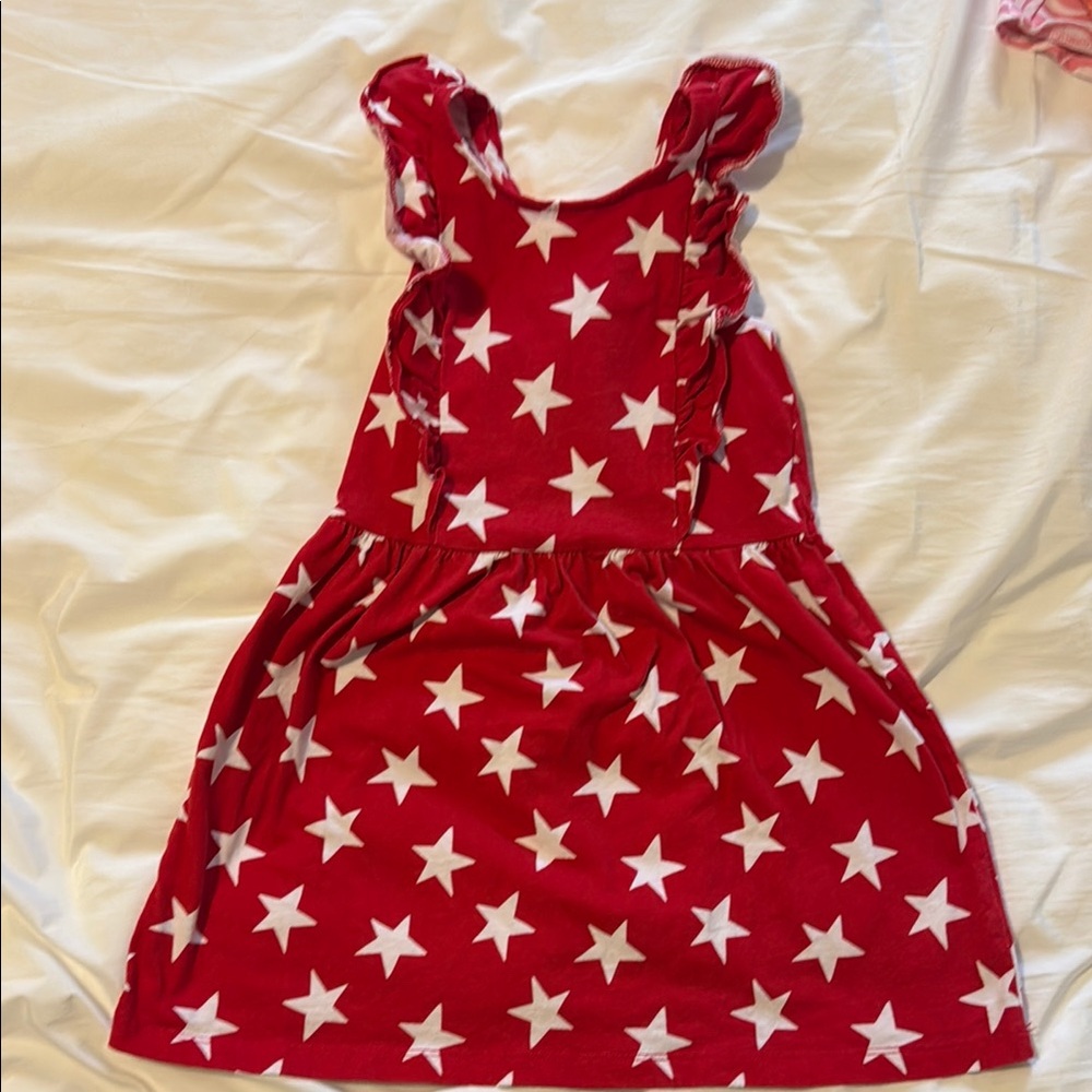 Red Star Patterned Kids Dress
